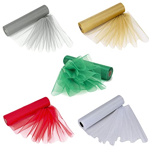 Trimming Shop 25 m x 29 cm schneesichere Organza-Rollen Stoff für Hochzeitsstuhlschärpen, Tischläufer, Swags, Geschenkband, Heim- und Partydekoration (Feste 5 Farben) von Trimming Shop