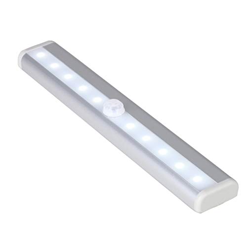 Trimming Shop Kabellose Unterschrankbeleuchtung, 10 LEDs, PIR-Bewegungsmelder, Schrankleuchten, batteriebetriebene LED-für (1 Stück) von Trimming Shop