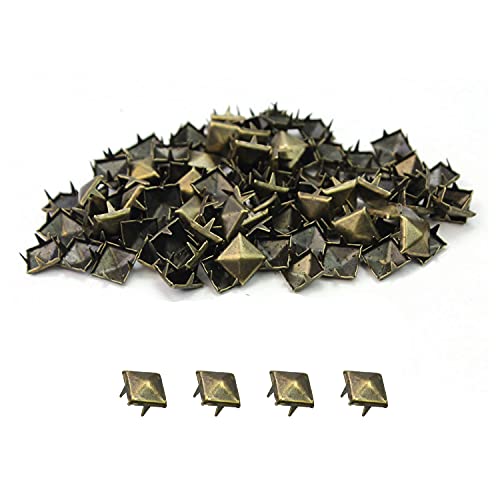 Trimming Shop Pyramide Form Nagel Kopf Nieten Quadratisch Metall Leder Nieten für Lederhandwerk, DIY Handarbeiten, Bekleidung, Beutel, Geldbörsen Verzierung (12mm,Bronze,50pcs) von Trimming Shop