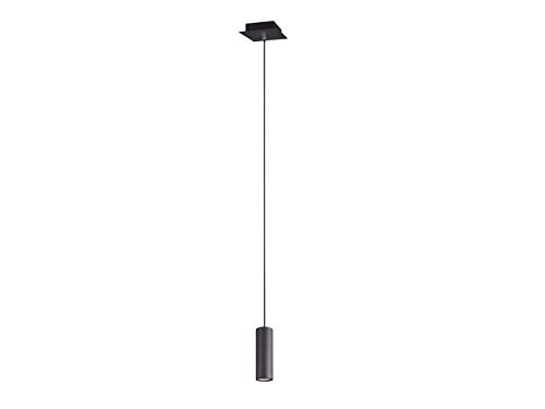 Dimmbare LED Pendelleuchte mit Spot Lampenschirm aus schwarz mattem Metall von Trio