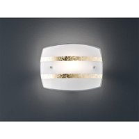 Moderne led Wandleuchte 30x22cm weißer Glasschirm mit 2 Dekorstreifen in gold von Trio Leuchten