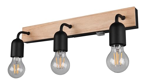 Trio Leuchten Badezimmer Wandleuchte Arturo 284470332, Metall Schwarz matt, Holz naturbelassen, exkl. 3x E27 Trio Leuchten Badezimmer Wandleuchte Arturo 284470332, Metall Schwarz matt, Holz naturbelassen, exkl. 3x E27 von Trio Leuchten