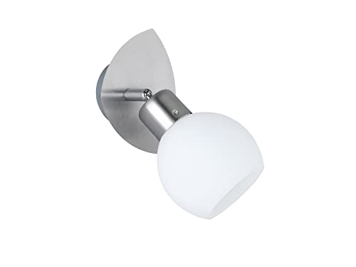 Trio Leuchten LED-Spot in Nickel inklusiv 1x E14, 4 Watt LED, 13x9 cm, Glas opal matt weiß 824810107 von Trio Leuchten