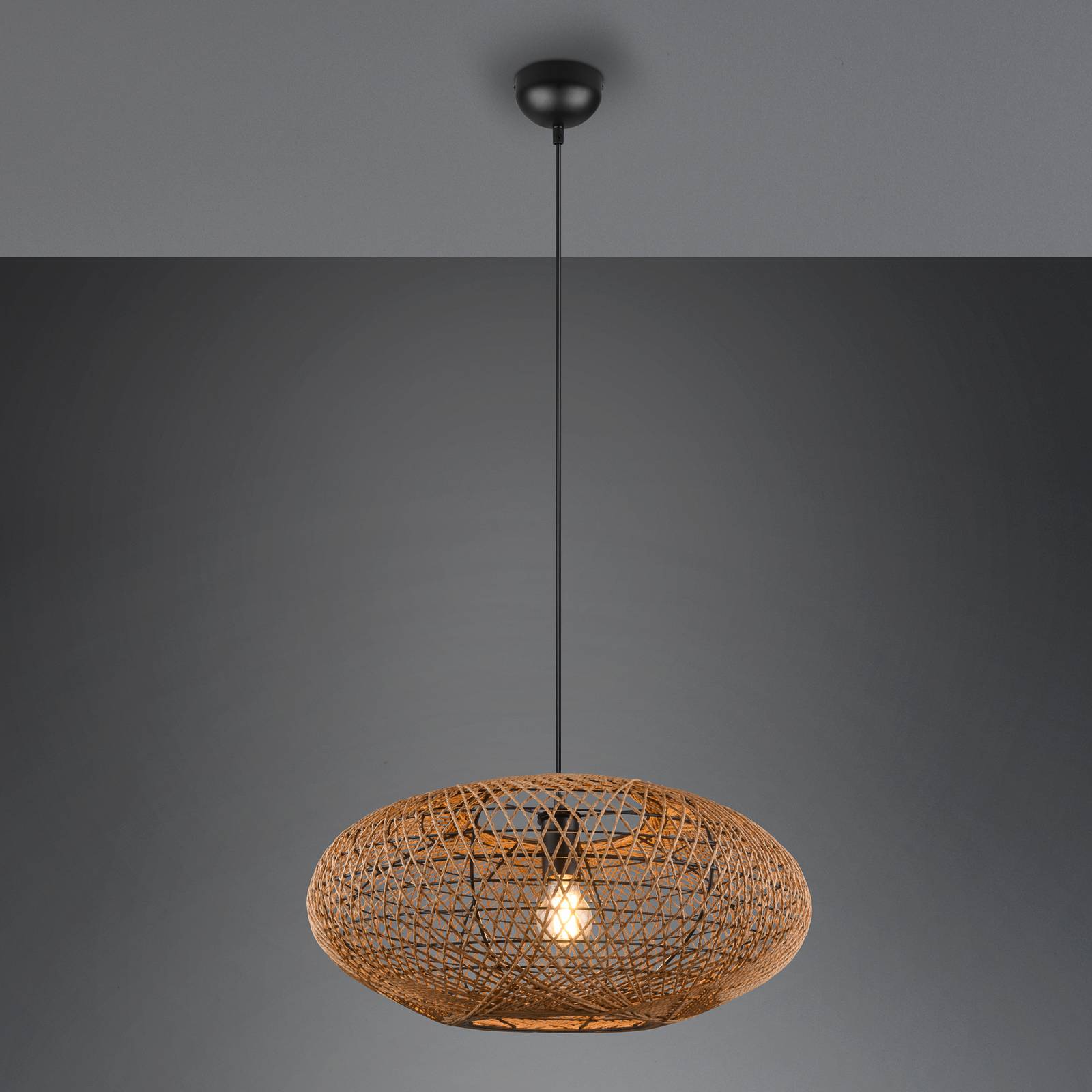 Hängeleuchte Hedda aus Sisal und Metall von Trio Lighting