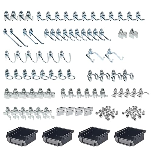 Triton Products 76983 DuraHook Kit Haken und Mülleimer aus verzinktem Stahl Sortiment für DuraBoard 1/8 Zoll und 1/4 Zoll Stecktafel, 83-teilig von Triton