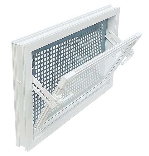 Trobak Kellerfenster weiss 60 x 40 cm Einfachglas montierter Insektenschutz von Trobak