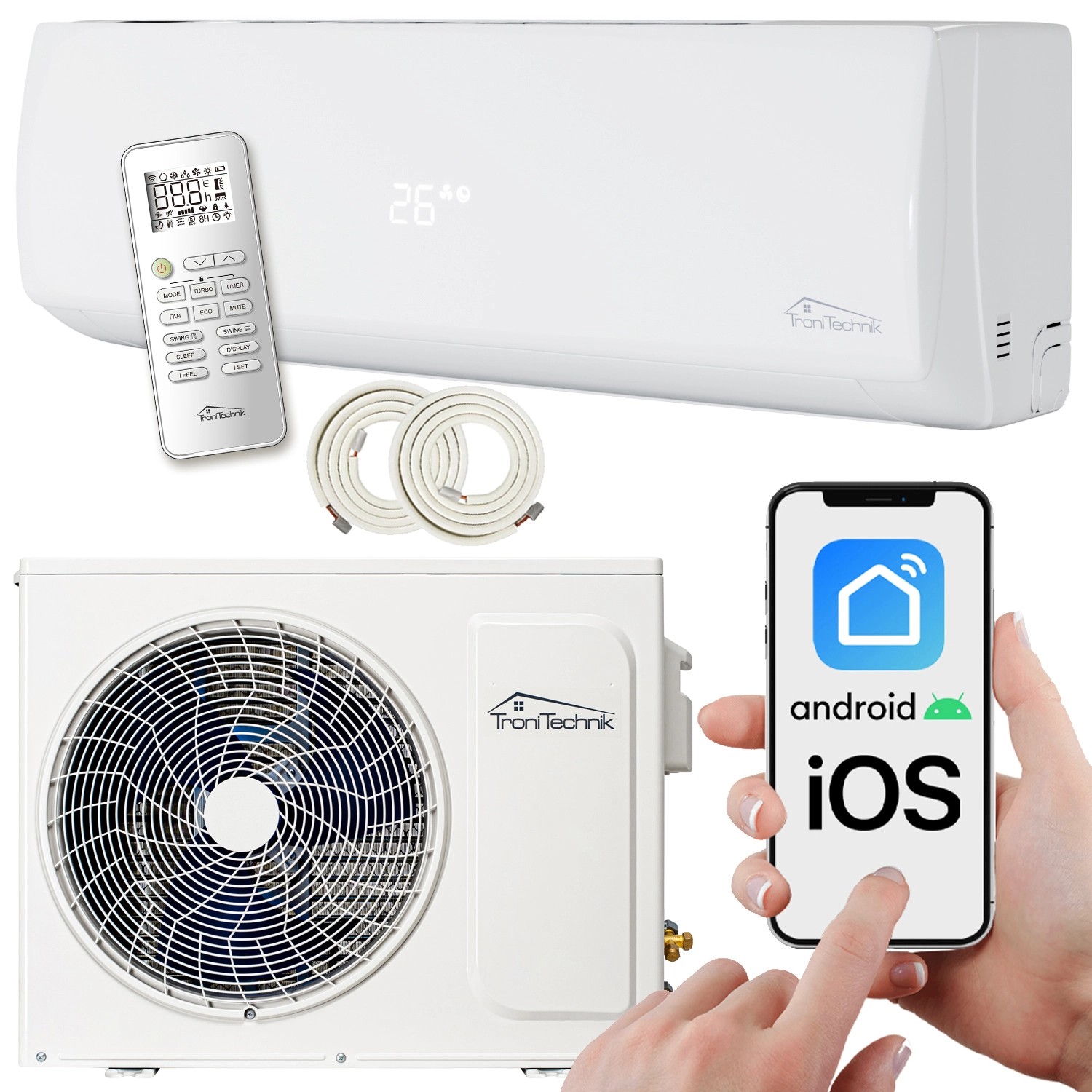 Tronitechnik Dalvik 2 Klimaanlage Set Split Mit Wifi/App Klimageraet - Kühlen A++/ Heizen A+ -12000 Btu/H Inkl Zubehoer von Tronitechnik