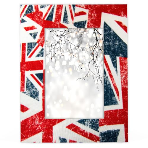 UK Union Jack Holz-Bilderrahmen, 10,2 x 15,2 cm, passend für 13,9 x 8,8 cm große Fotos, UK-Flagge, Bilderrahmen für Heimdekoration, persönlicher Rahmen, Geschenke von TropicalLife