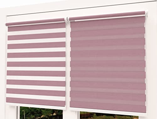 TROYAHOME® Doppelrollo Klemmfix Ohne Bohren Duo Rollo Fenster Rollo Easyfix (Rosa Puder, 105 x 150 cm (Stoffbreite 102 cm) von Troyahome