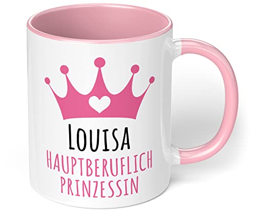 Prinzessin Tasse DEIN NAME - hauptberuflich Prinzessin - Kaffeetasse, Kaffeebecher, das ideale personalisierte Geschenk für Freundin, Tochter (Rosa) von True Statements