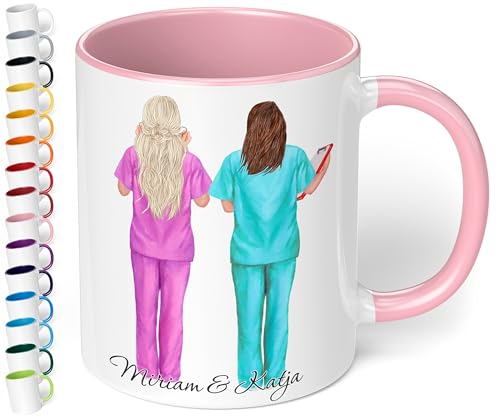 True Statements Krankenschwester Freundinnen Keramik-Tasse - Aussehen u. Namen anpassbar - 330ml - personalisierter Kaffeebecher Arbeits-Kollegin (innen Rosa) von True Statements