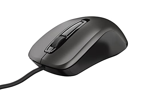 Trust Carve Optische Maus mit Kabel, Kabelmaus mit USB-Anschluss, 3 Tasten und Scrollrad, 1200 DPI, für Rechts- und Linkshänder, PC/Laptop - Schwarz von Trust