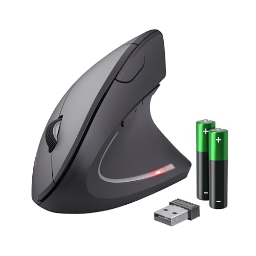 Trust Verto Kabellose Vertikale Maus, Wireless Ergonomische Maus, Vorbeugung Gegen Mausarm/Tennisarm (RSI Syndrom), 800-1600 DPI, Funkmaus für Rechtshänder, Computer, Laptop, Mac, mit Batterien von Trust