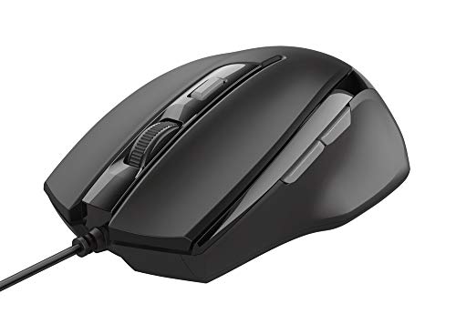 Trust Voca PC Maus mit Kabel, 800-2400 DPI, Komfortable Form, Kabellänge 160cm, 2 Daumentasten, USB Maus, Optische Maus für Mac, Computer, Laptop - Schwarz von Trust