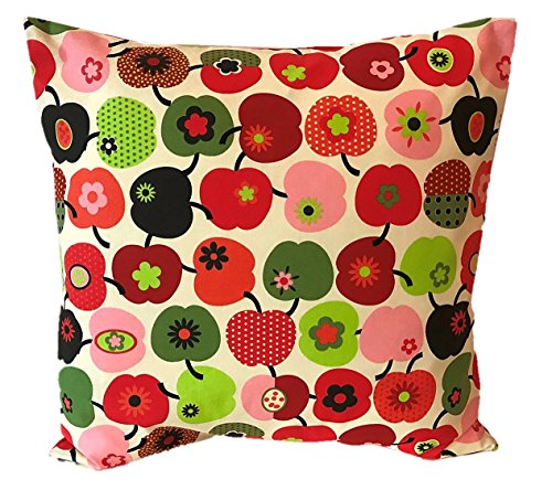 TryPinky Handmade Kissenbezug 40 X 40 cm Apfel Rot Grün Kissenhülle für Kissen 100% Baumwolle BW Türkis Orange Grün Äpfel Zierkissenbezug Sommer Frühling Gartenkissen Kinderkissen von TryPinky