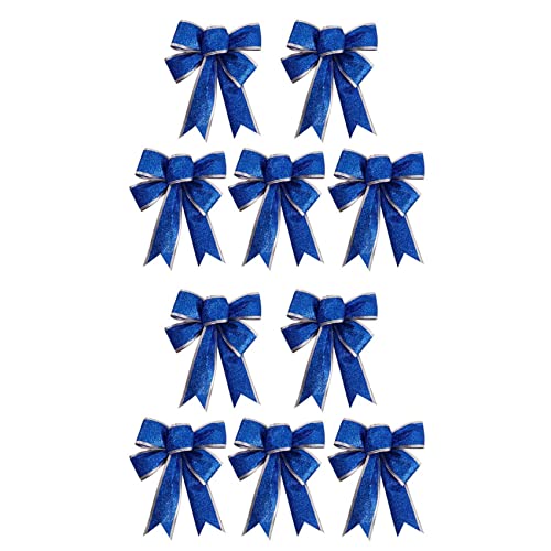 TsoLay Weihnachten Funkelnd Band Schleife Geschenk, Knoten Band Ornament, Weihnachts Geschenk Dekoration (Blau, 10 Stücke) von TsoLay