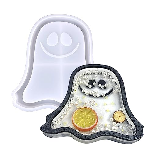 Halloween Tablett Silikonform | Epoxidharz Formen Tablettformen Mit Deckel | DIY Halloween Aufbewahrungsbox Epoxidformen | DIY Harz Casting Formen | Kürbis, Geist, Fledermaus, Meeresschildkröte von Tsuchiya