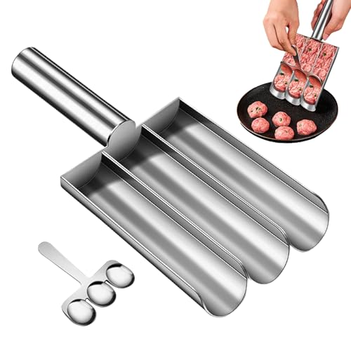 Kitchen Meatball Maker Manueller Edelstahl Fleischklops-Macher Mit Schneidspaten, Küche Fleischbällchen Form Multifunction Ice Cream Scoop DIY Meatball Making Set von Tsuchiya