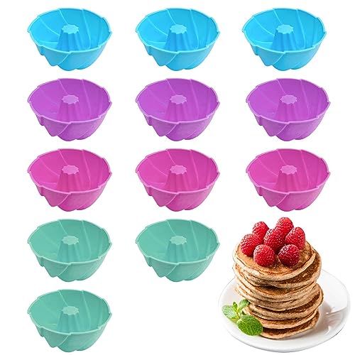 Tsuchiya Silikon Muffinformen | 12er Pack Wiederverwendbare Antihaft Gugelhupfform | Gugelhupf Backform Cupcake Kuchenform | Spiralförmige Muffinformen Für Kuchen Dessert Schokolade Pudding Gelee von Tsuchiya