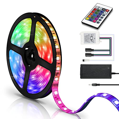Tubiaz 5m LED Strip RGB 5050 LED Streifen, Farbwechsel LED Band mit 24 Tasten Fernbedienung, Dimmbar, 12V 150 LEDs, Selbstklebend LED Strips, Flexibel LED Lichtband für Haus Schlafzimmer TV Küche Tubiaz 5m LED Strip RGB 5050 LED Streifen, Farbwechsel LED Band mit 24 Tasten Fernbedienung, Dimmbar, 12V 150 LEDs, Selbstklebend LED Strips, Flexibel LED Lichtband für Haus Schlafzimmer TV Küche von Tubiaz