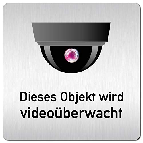 Türschilder24 XXL Schild - Türschild • 125 x 125 mm • Indoor Schild • Kamera Videoüberwachung • 1,5 mm Aluminium Vollmaterial • 100% Made in Germany (Achtung Videoüberwachung 008) von Türschilder24