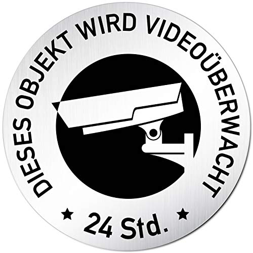 Türschilder24 Türschild Hinweisschild Dieses Objekt Wird Videoüberwacht – Indoor Schild Videoüberwachung Aluminium (eloxiert) Rund 100mm Ø von Türschilder24