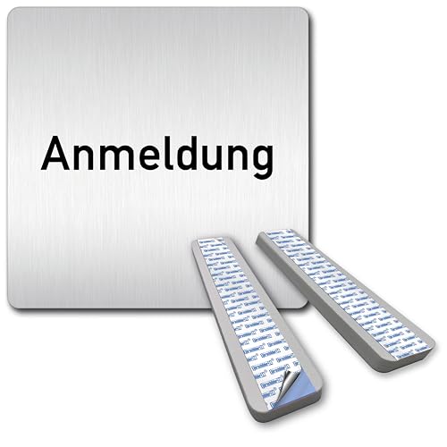 Türschilder24 XXL Schild - Türschild • 125 x 125 mm • Anmeldung • 1,5 mm Aluminium Vollmaterial • 100% Made in Germany (Anmeldung + Abstandshalter) von Türschilder24