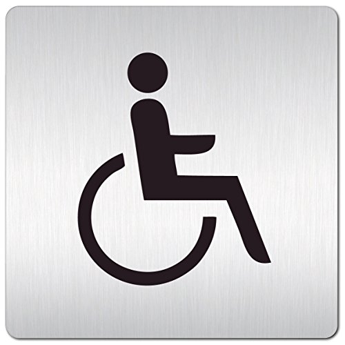 Türschilder24 XXL Schild - Türschild • 125 x 125 mm • Behinderten Toilette - Rollstuhl • 1,5 mm Aluminium Vollmaterial • 100% Made in Germany von Türschilder24