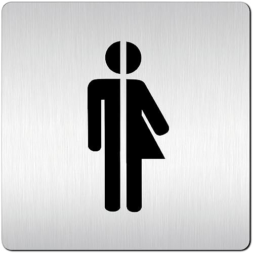 Türschilder24 XXL Schild - Türschild • 125 x 125 mm • Gender WC Toiletten Schild rechts links • 1,5 mm veredeltes Aluminium • 100% Made in Germany (Gender 1 Pikto mit Abstand) von Türschilder24