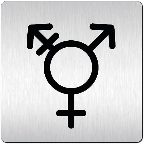 Türschilder24 XXL Schild - Türschild • 125 x 125 mm • Gender WC Toiletten Schild rechts links • 1,5 mm veredeltes Aluminium • 100% Made in Germany (Gender 5 Pikto rund) von Türschilder24