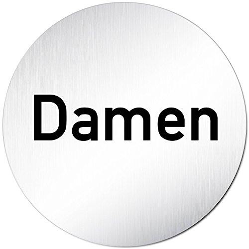 Türschilder24 XXL Türschild • Ø 100 mm rund • Schild Damen WC • aus veredeltem Aluminium Vollmaterial • geschliffene Edelstahloptik • 100% Made in Germany von Türschilder24