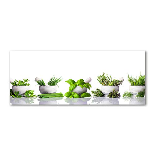 Tulup Glas-Bild Wandbild aus Glas - Wandkunst - Wandbild hinter gehärtetem Sicherheitsglas - Dekorative Wand für Küche & Wohnzimmer 125x50 - Blumen & Pflanzen - Kräuter - Grün von Tulup