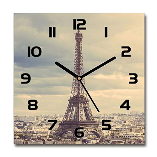 Tulup Glasuhr - 30x30cm - Schwarze Zeigern - Wanduhr Wandkunst Bild Gehärtetem Glas Uhr Echtglas Küche Wohnzimmer - Eiffelturm Paris Tulup Glasuhr - 30x30cm - Schwarze Zeigern - Wanduhr Wandkunst Bild Gehärtetem Glas Uhr Echtglas Küche Wohnzimmer - Eiffelturm Paris von Tulup