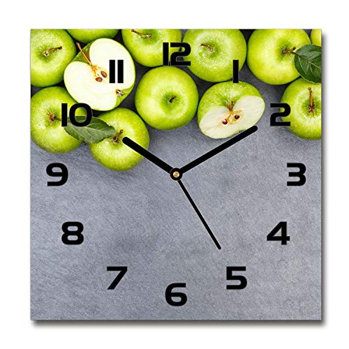 Tulup Glasuhr - 30x30cm - Schwarze Zeigern - Wanduhr Wandkunst Bild Gehärtetem Glas Uhr Echtglas Küche Wohnzimmer - Grüne Äpfel Tulup Glasuhr - 30x30cm - Schwarze Zeigern - Wanduhr Wandkunst Bild Gehärtetem Glas Uhr Echtglas Küche Wohnzimmer - Grüne Äpfel von Tulup