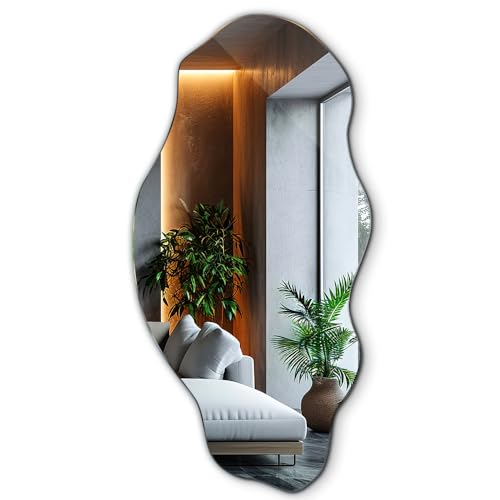 Tulup Spiegel 45x90 cm Lang Fleckiges Unregelmäßiges Wellenförmiges Organisches Makeup für Badezimmer Schlafzimmer Tulup Spiegel 45x90 cm Lang Fleckiges Unregelmäßiges Wellenförmiges Organisches Makeup für Badezimmer Schlafzimmer von Tulup
