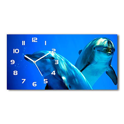 Tulup Wanduhr aus Glas 60x30 cm Glas Uhr Bild Glasuhr Gehärtetes Glas Küchenuhren - weiße Zeiger - Zwei Delphine Tulup Wanduhr aus Glas 60x30 cm Glas Uhr Bild Glasuhr Gehärtetes Glas Küchenuhren - weiße Zeiger - Zwei Delphine von Tulup