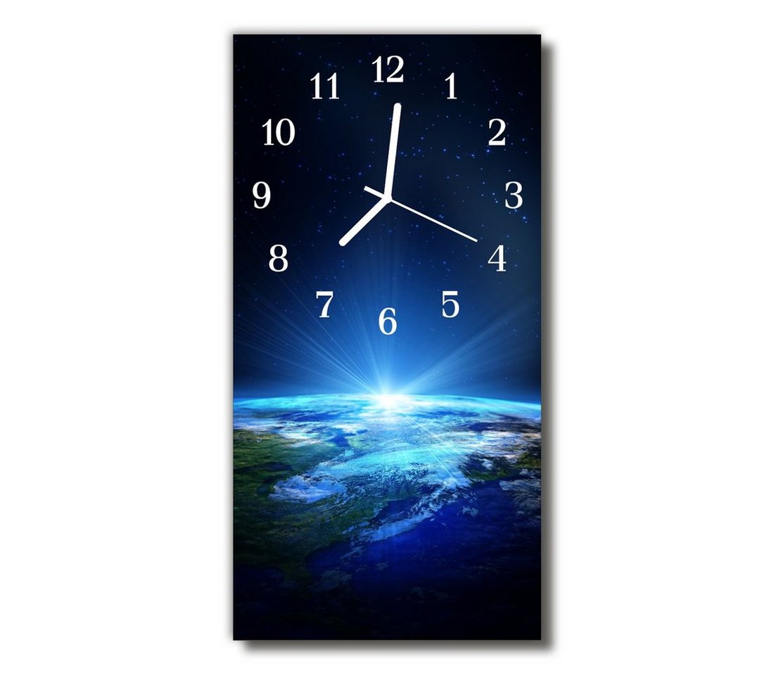 Tulup Wanduhr aus Glas Glasuhr Gehärtetes Glasbild Planet Erde 30 cm x 60 cm von Tulup