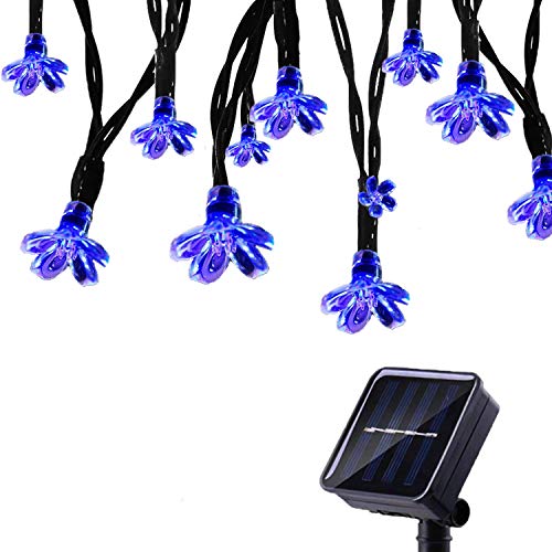 Tuokay Solar Lichterkette Außen 7m 50 LED 8 Modi Wasserdicht LED Außenlichterkette mit Blumen, Dekorative Beleuchtung für Garten Balkon Pavillon Terrasse Rasen Hof Zaun Hochzeit Deko (Blau) von Tuokay
