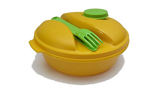 TUPPERWARE To Go Salat&Go 1,0L gelb grün Picknick Behälter + Besteck Salat & Go 7412 von Tupperware