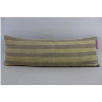 Handgemachte Wolle Kelim Kissenbezug Dekokissen Boho Kissen Schlafzimmer Sofakissen 12x36 Zoll No 1359 von TurkishRugOutlet