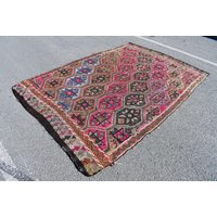 Großer Teppich, Kelim Vintage Küchendekor, Brauner Boho Teppich 160 X 230 cm Ra2393 von TurkishRugSupplier