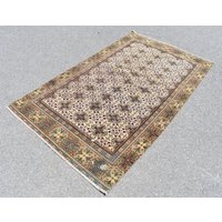 Grüner Teppich, Wollteppich, Naturteppich, Vintage Handgewebter Boho 160 X 200 cm Ra1436 von TurkishRugSupplier