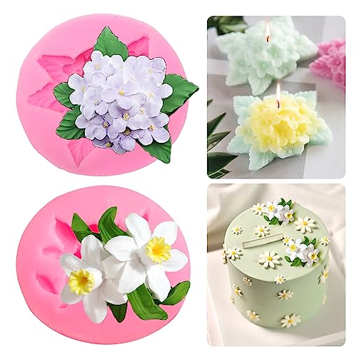 2 Stück Silikonform Blumen Fondant Formen Blumen Kerzen Silikonformen Kuchenform DIY Kerzenformen zum Gießen 3D Blumen Gießform Silikon Seifenform Kerzengießformen Kuchen Dekoration von Tuxuzal