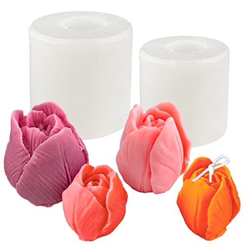 2 Stück Kerzenform Blumen Silikonform Tulpenform Blumen Fondant Form Silikon Kerzen Gießform Blumen Seife Formen 3D Kerzengießform Blumen Gießen für Kerze Seife Schokolade Blumenform Dekoration von Tuxuzal