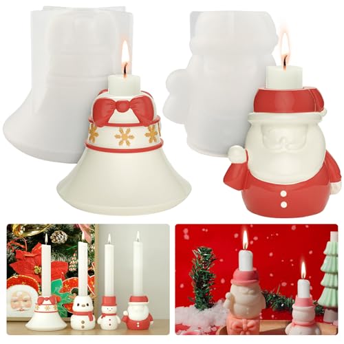 2 Stück Weihnachtsmann Silikonform Weihnachten Kerzenhalter Silikonform Kerzenform Silikon Weihnachtsmann Gießform Weihnachten Form Kerzenhalter 3D Weihnachten Deko Gießform Silikon Kerzenständer von Tuxuzal