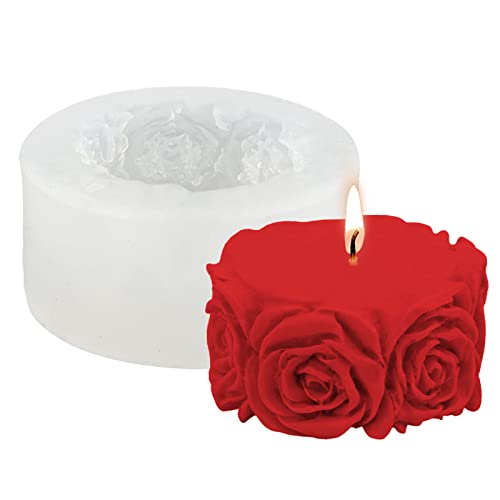 3D Kerzen Silikonform Rose Blume Spalte Kerze Formen Blume Zylinde Kerzenform Rosen Silikon Kerzenformen zum Gießen für Fondant Kuchendekoration Duftkerze Handwerk Ornamente von Tuxuzal