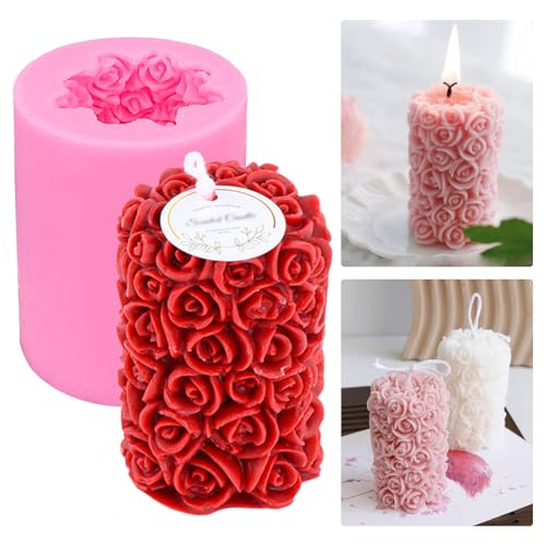 Kerzen Silikonform Rosen Kerzenform 3D Blumen Silikonform Rosen Blumen Gießen Kerzenformen Silikon Blumen Gießform Rosen Seifenform DIY Blumen Kerzengießformen Schokoladen Fondant Kuchen Form von Tuxuzal