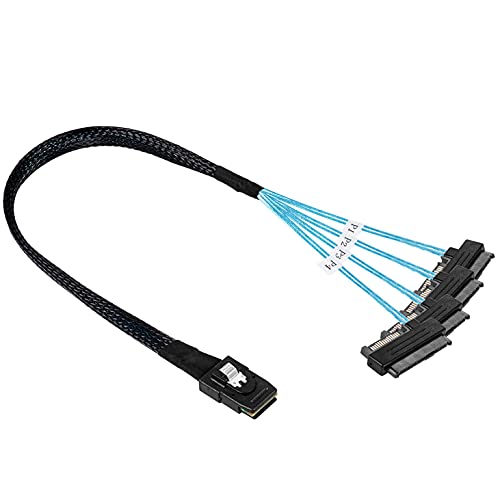 Twozoh Interne Mini SAS 36 Pin SFF-8087 auf 4 SFF-8482 mit SATA-Stromversorgung, Mini SAS SFF-8087 36 Pin auf 4 SFF-8482 0,5M von Twozoh