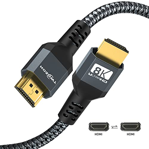 Twozoh 8K HDMI 2.1 Kabel 3M, Zertifiziert 48Gbps High-Speed 8K HDMI Geflochtenes Kabel, 8K@60Hz, 4K@120HZ&ARC für Apple TV, Roku, Fire TV, Nintendo Switch, PlayStation, PS5, Xbox, Monitor, PC von Twozoh