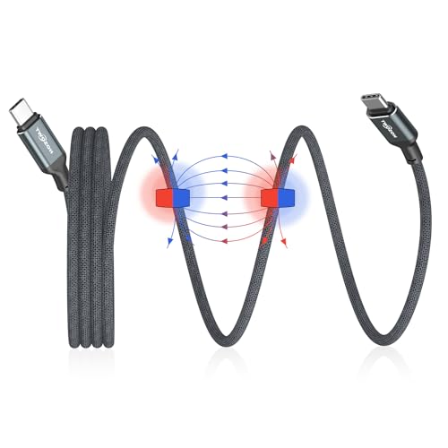 Twozoh Magnetisches USB C Kabel 1M, USB C auf USB C Kabel 66W USB Typ C Schnellladekabel 66W Nylon Geflochten kompatibel für iPhone für iPad, MacBook, Samsung Galaxy von Twozoh